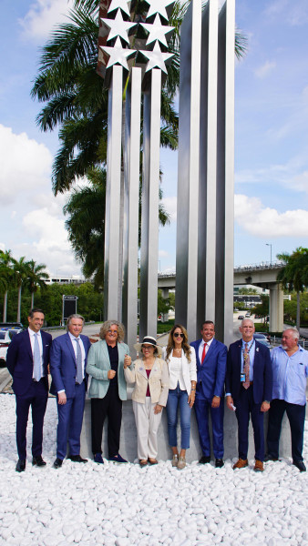 MIA celebrates America250 with flag-raising and sculpture dedication ceremony. Photo: Miami Internationl Airport