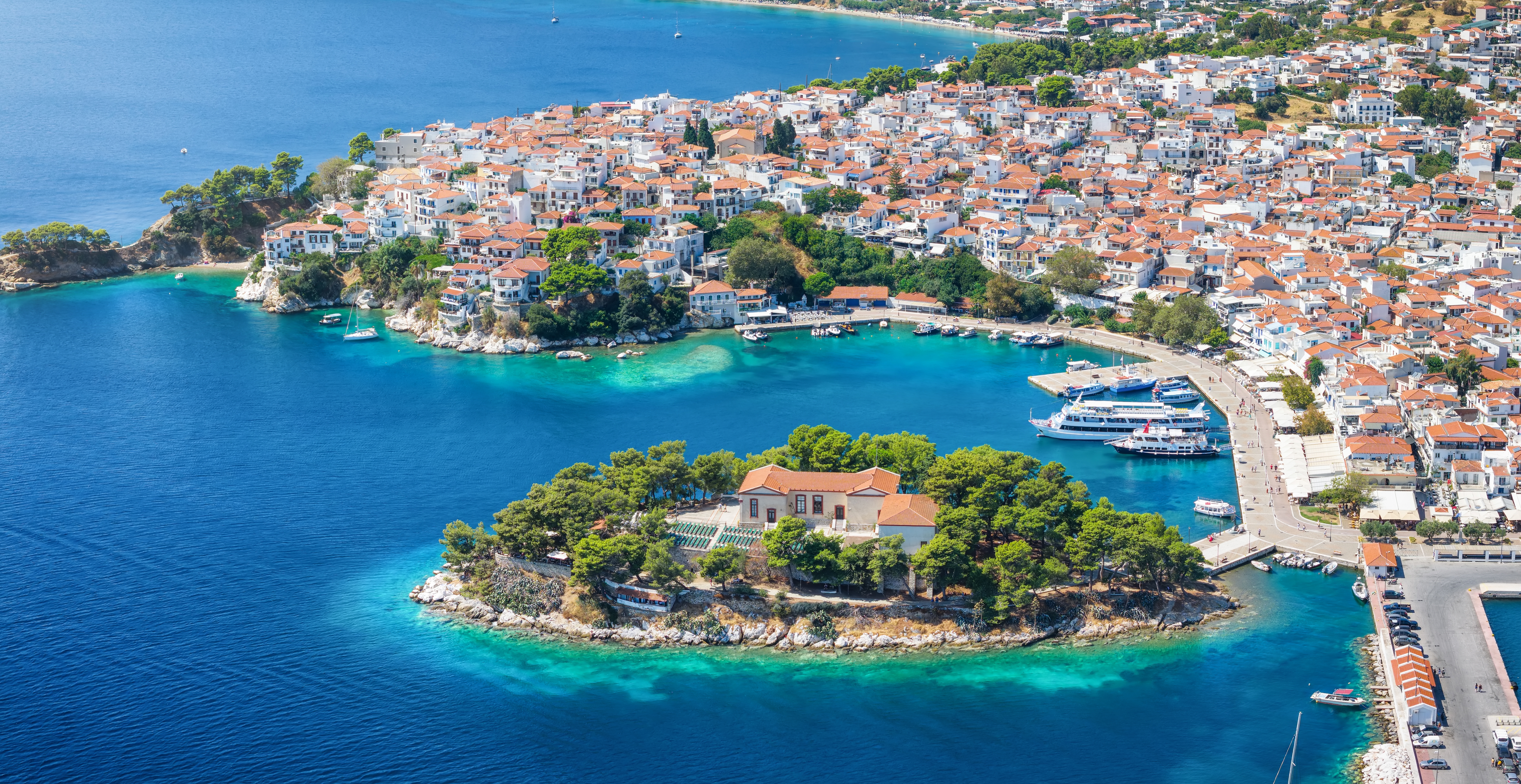 Skiathos Town and Bourtzi Peninsula. Photo: Shutterstock