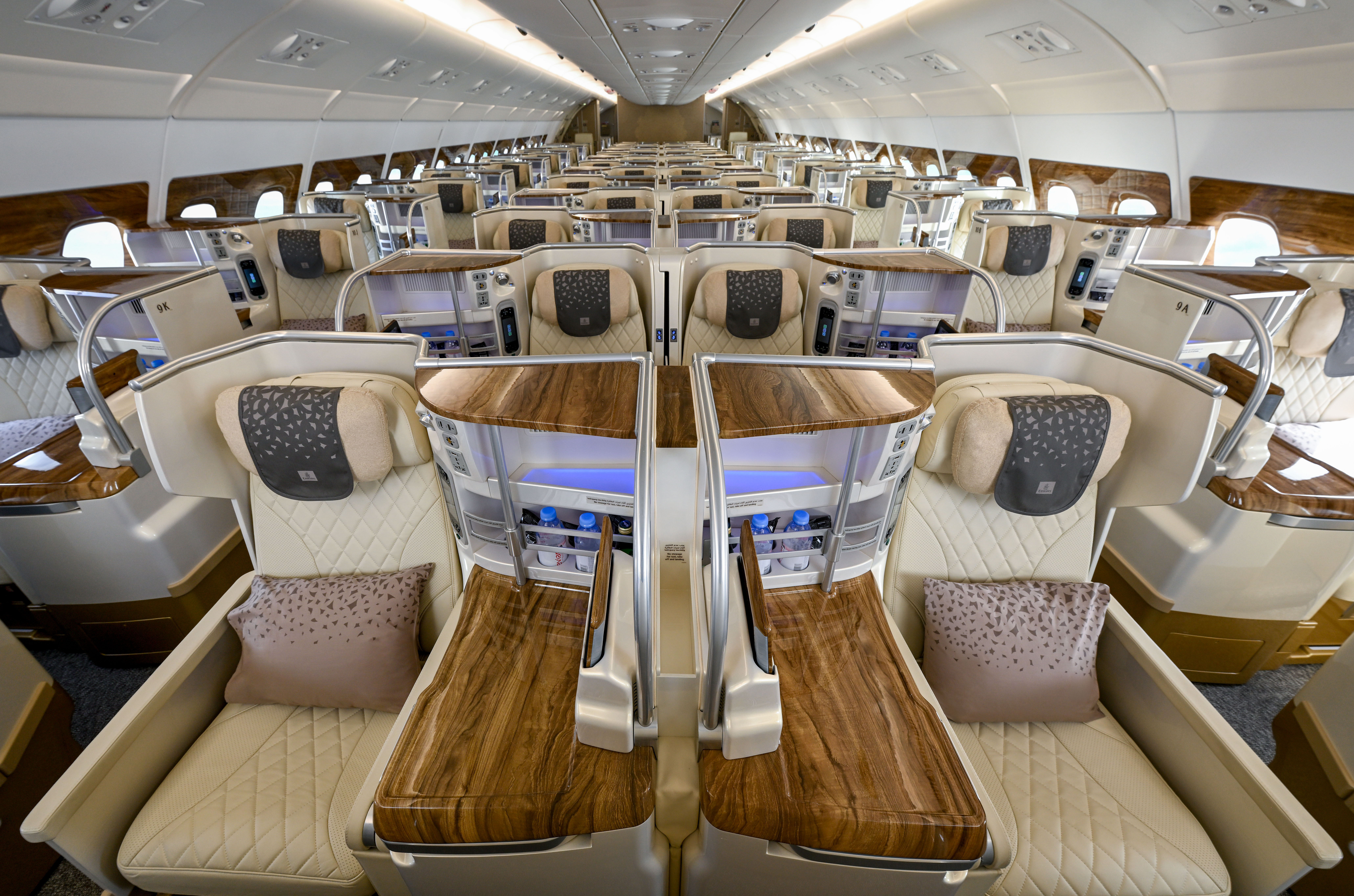 Emirates Business Class on a retrofitted A380. Photo: Emirates