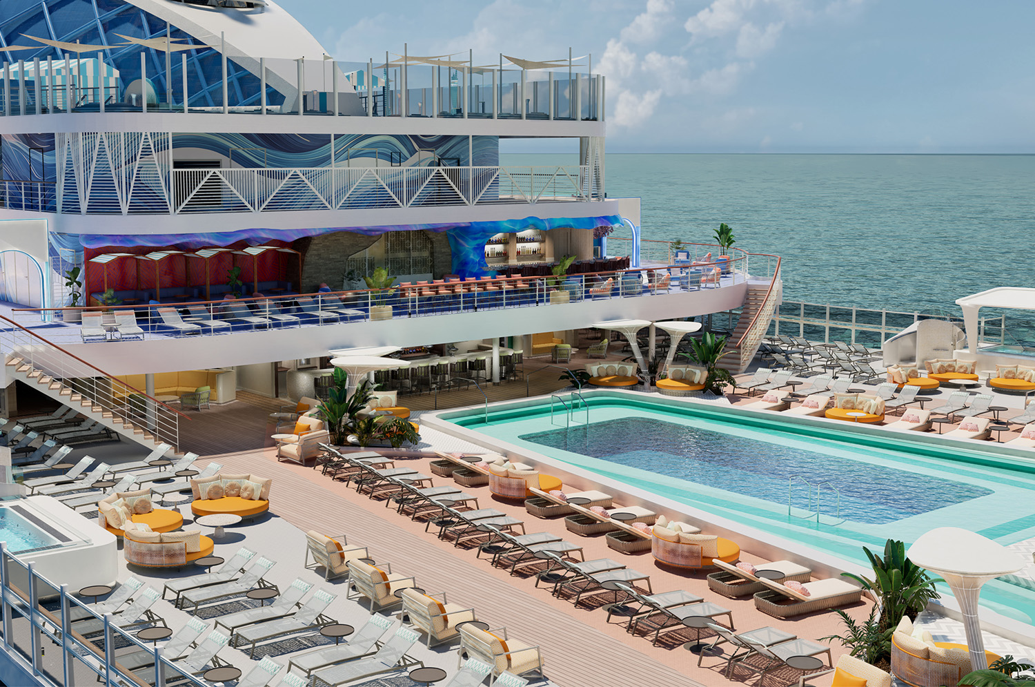 Norwegian Aura and Norwegian Bella - Pool Deck. Photo: NCL