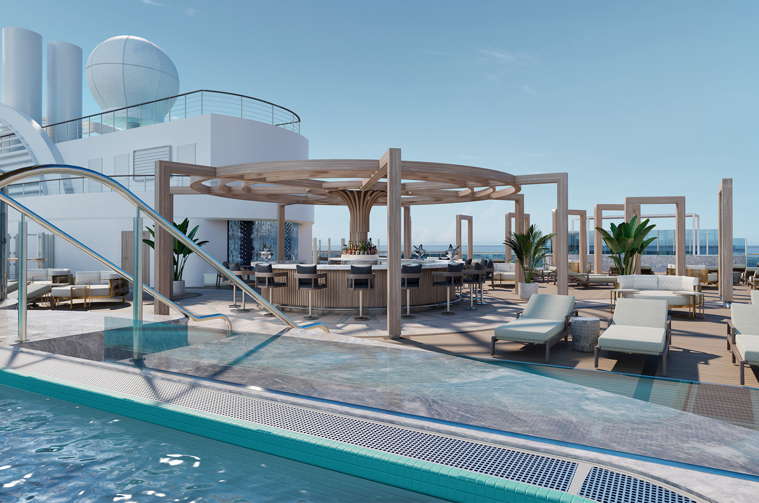 Norwegian Aura and Norwegian Bella - Vibe Beach Club. Photo: NCL