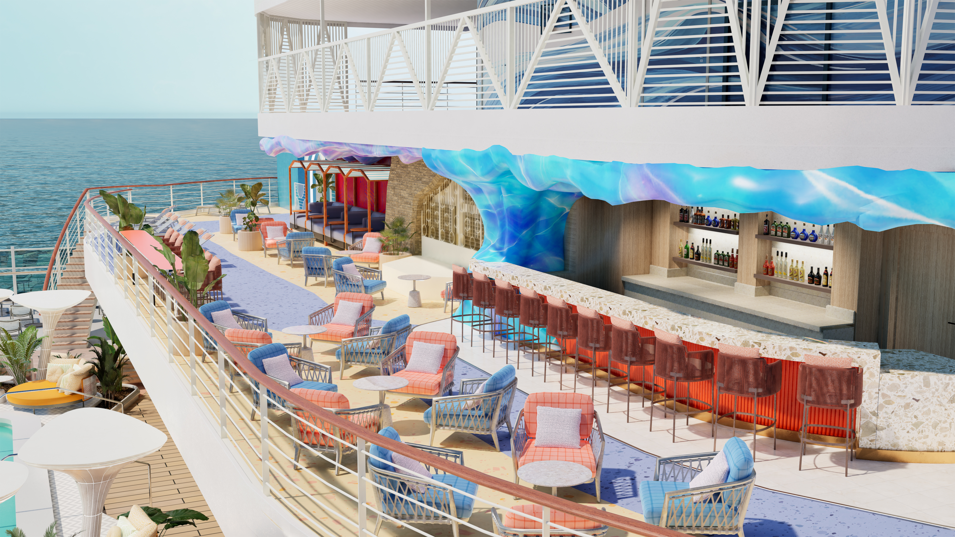 Norwegian Aura & Norwegian Bella- Daybreak Bar at Ocean Heights. Photo: NCL