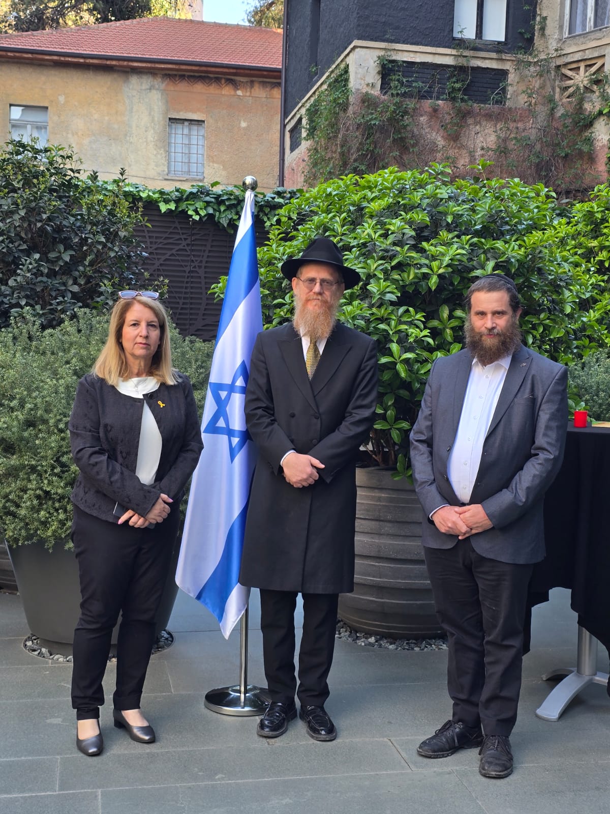 שגרירת ישראל באלבניה גלית פלג, הרב יואל קפלן ודודי רובינשטיין