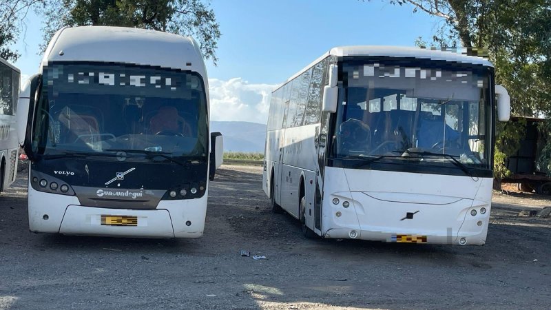 שני אוטובוסים עם לוחית זיהוי זהה שני אוטובוסים עם לוחית זיהוי זהה
