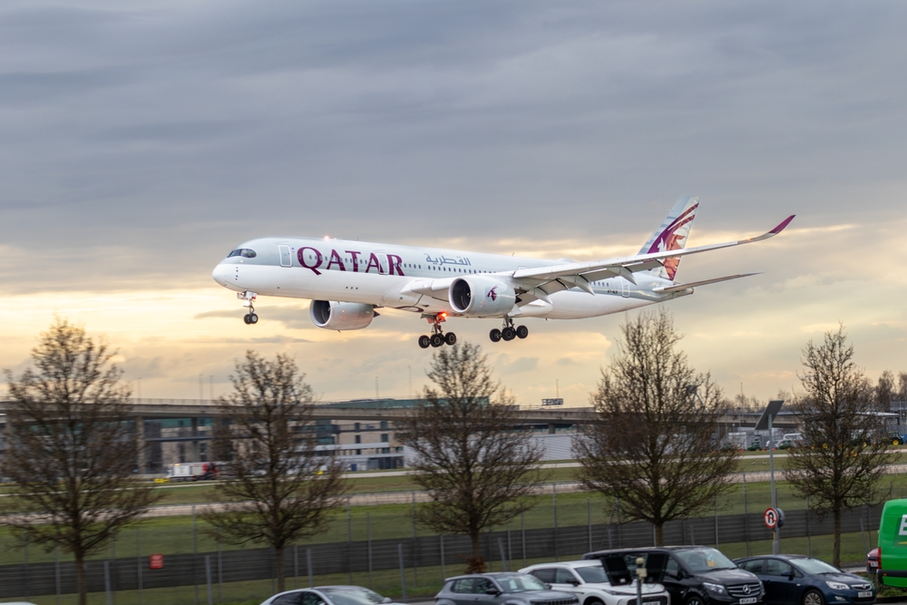 Qatar Airways A350 at London Heathrow. Photo: Shutterstock