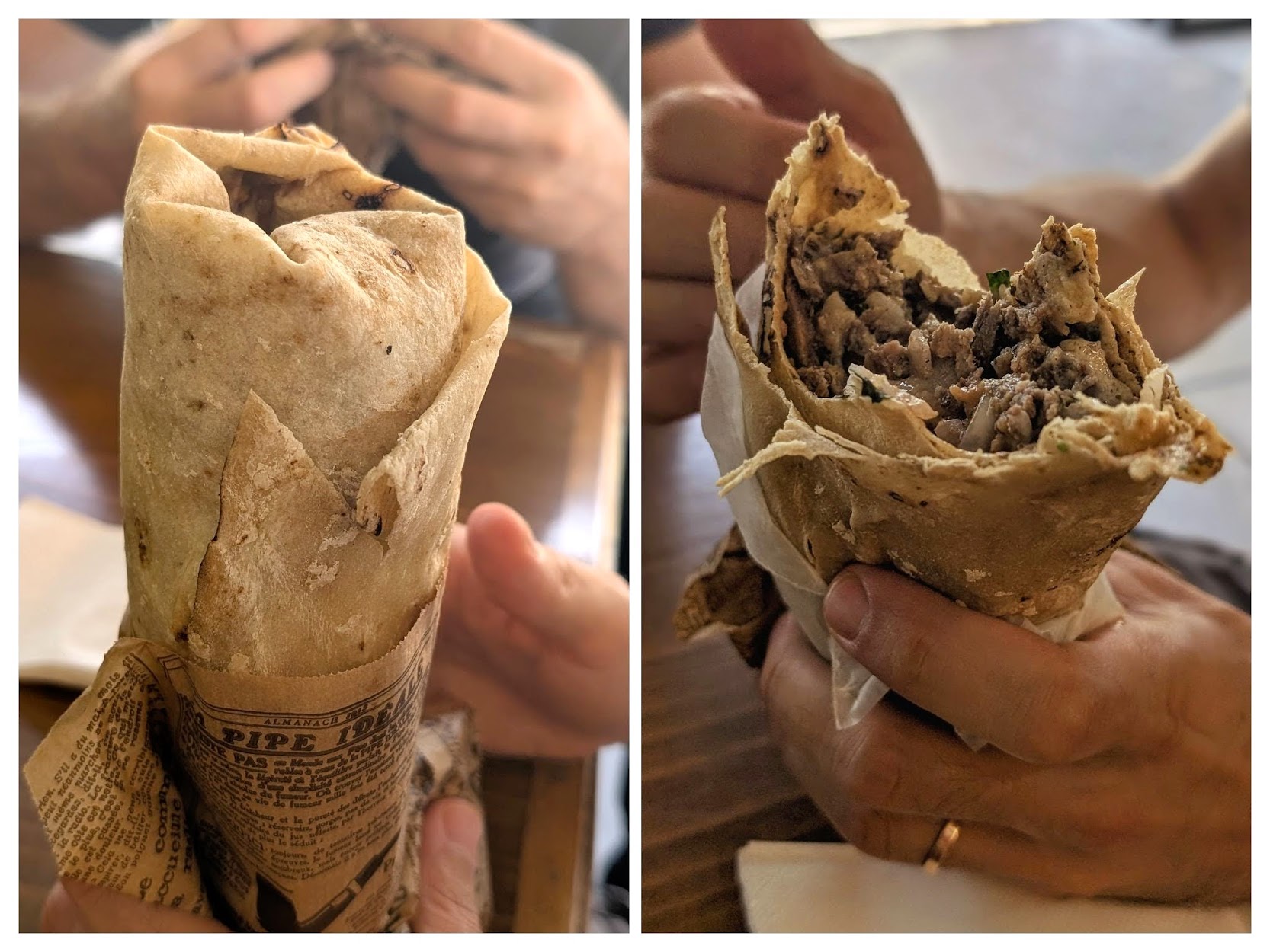 לאפה דקיקה מפוצצת בשווארמה. צילום אוסנת גואטה
