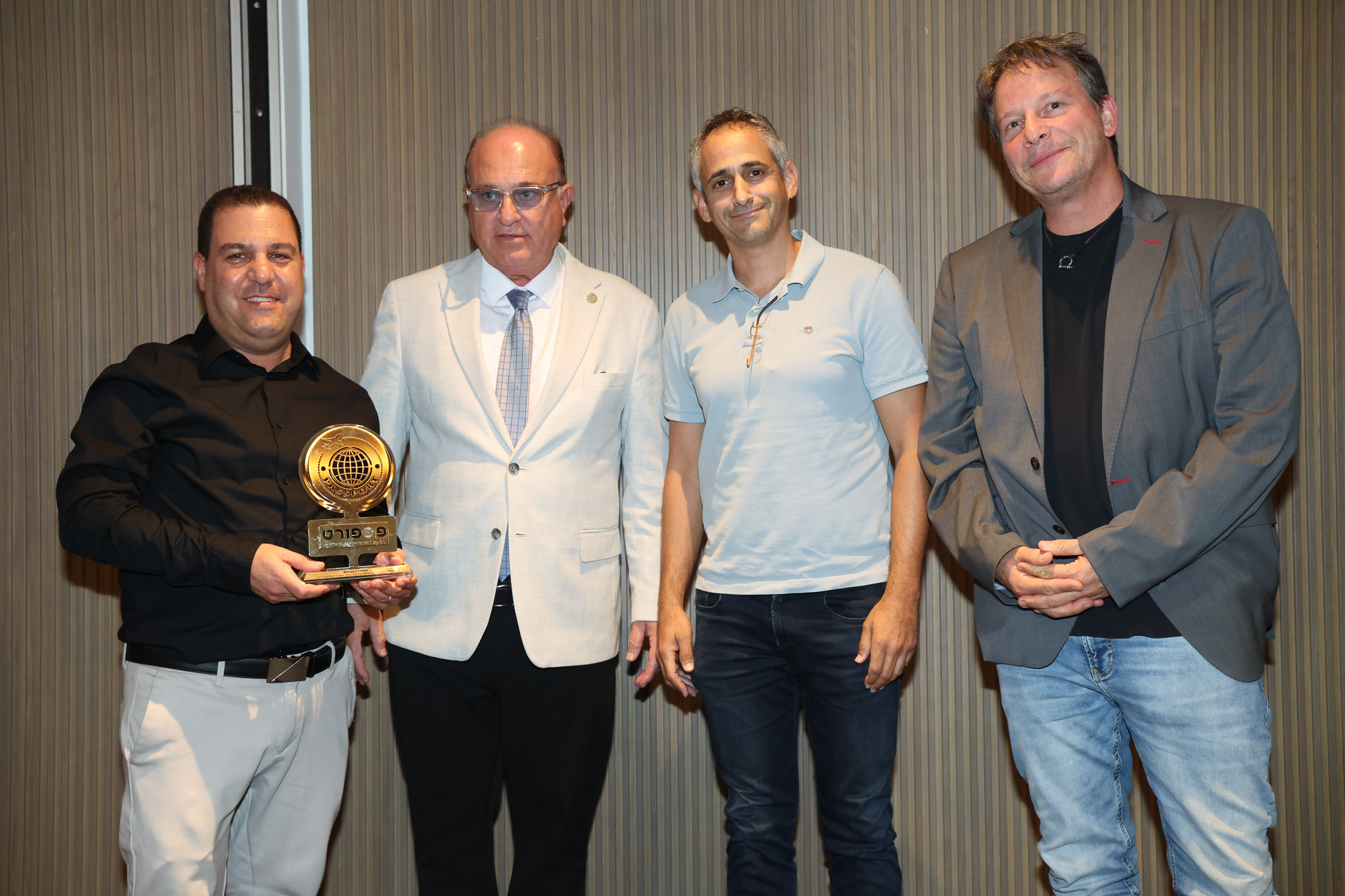 Photo: Sivan Farag Representatives of Maman Aviation with Yoram Naor