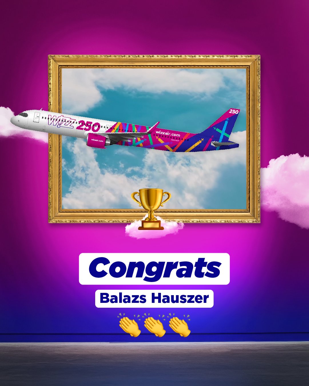הזוכה בתחרות המטוס ה-250 של Wizz Air. צילום: Wizz Air