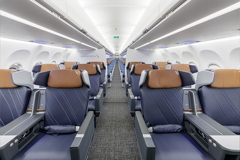 The A321XLR -12 Premium Economy seats. Photo: AA