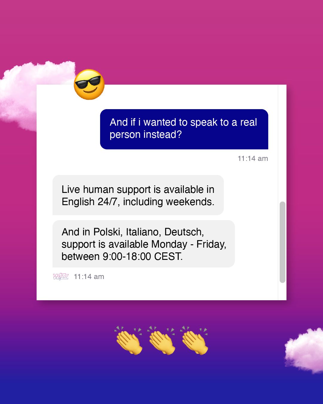 הצ'אטבוט החדש של Wizz Air. צילום: Wizz Air