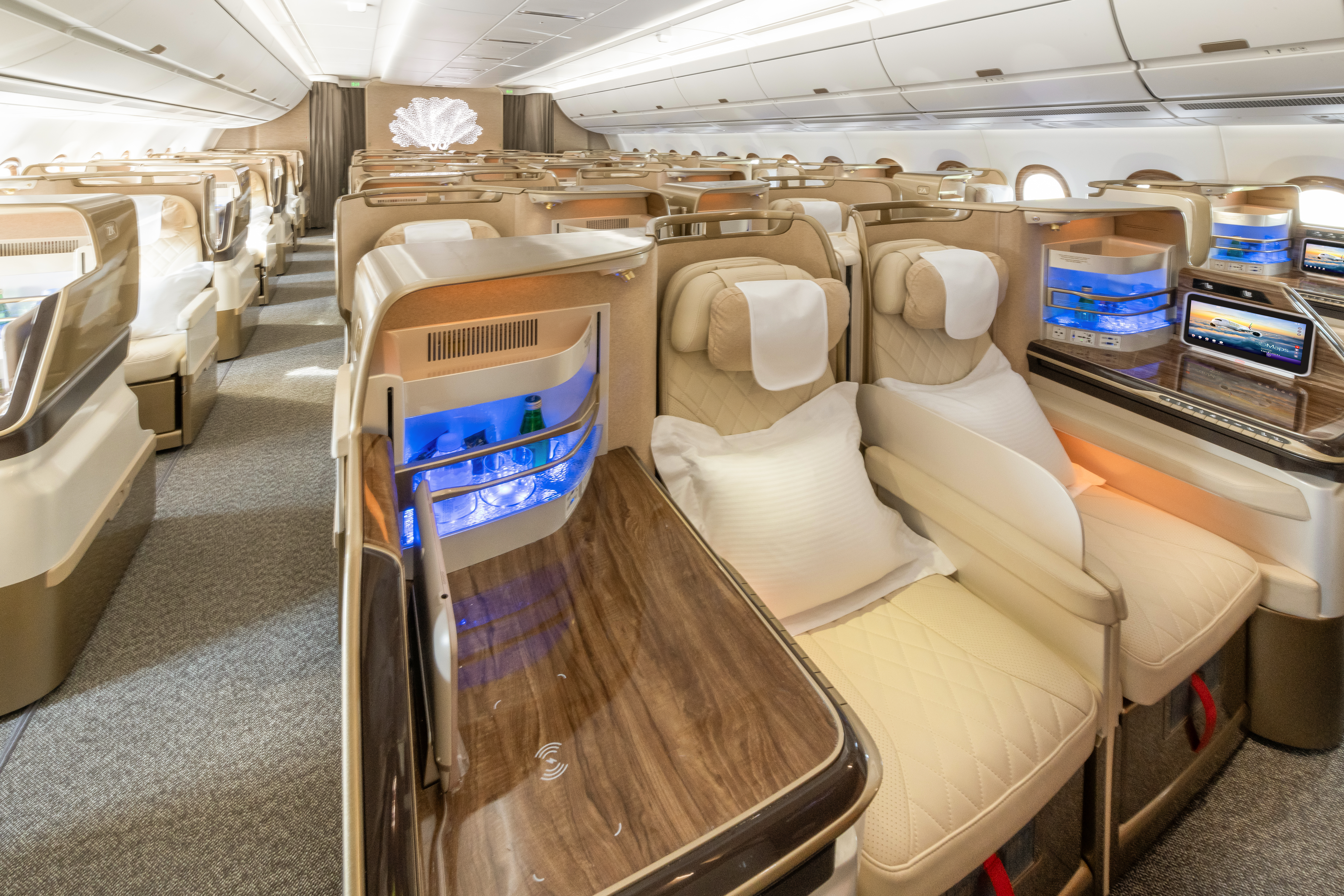 Business class on an EMIRATES A350. Photo: EMIRATES