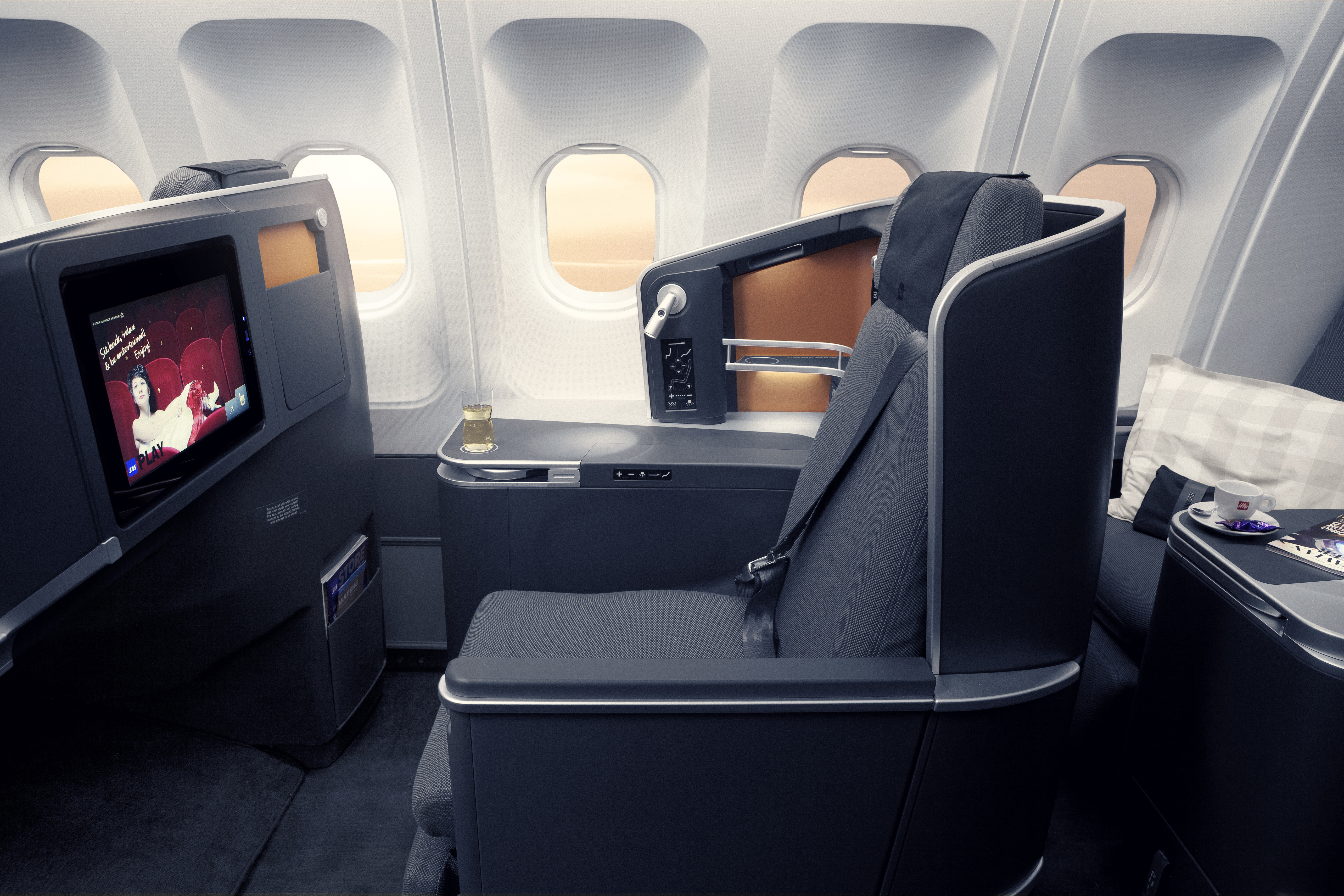 מחלקת העסקים במטוס A350 של SAS (צילום: SAS)