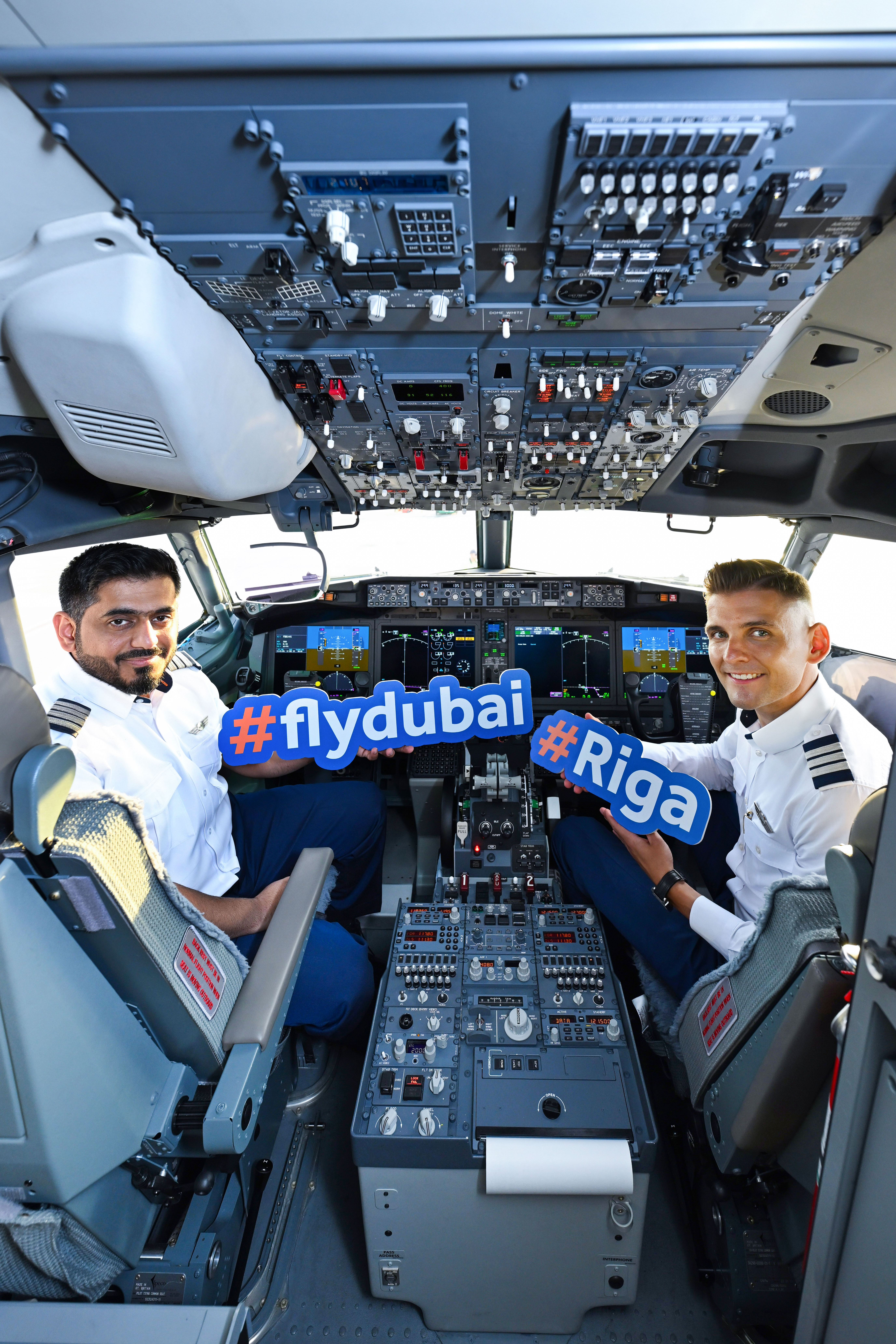 Flydubai pilots at the historic landing. Photo: flydubai