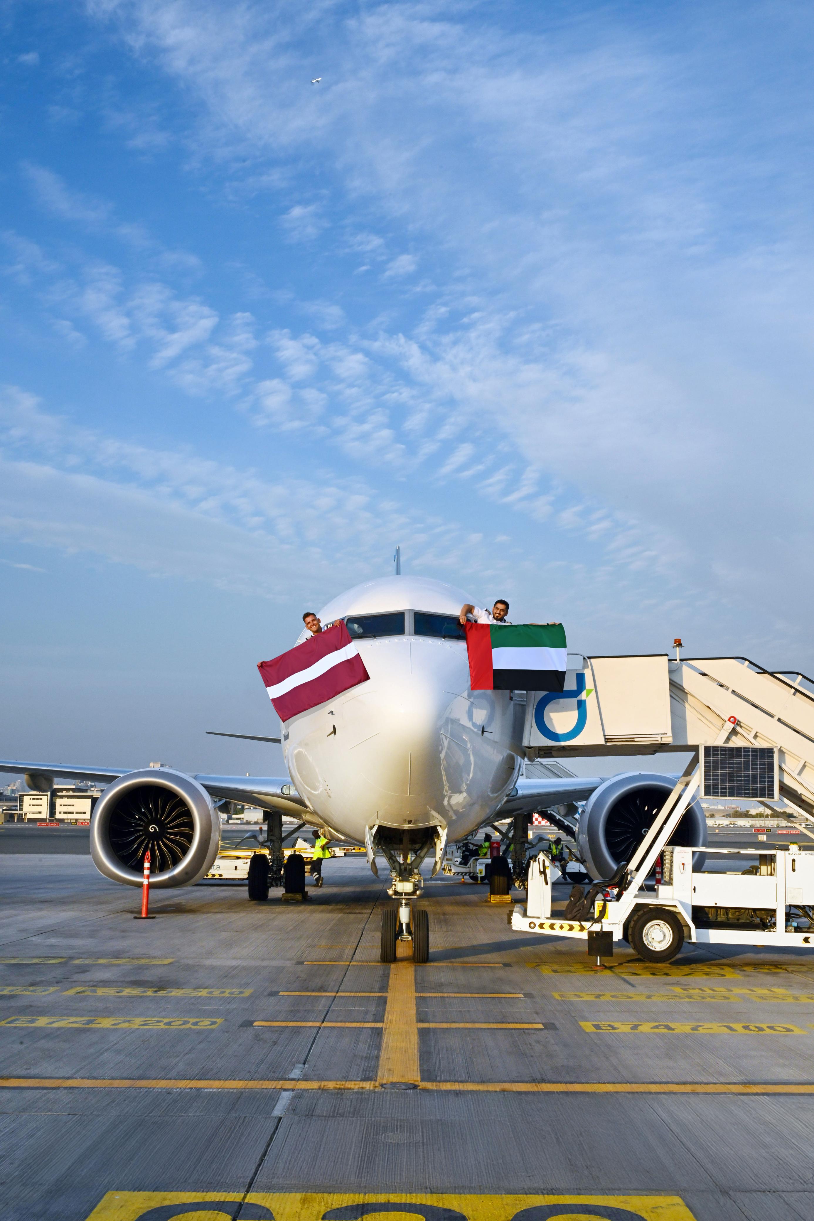 Flydubai's inaugural landing in Riga, Latvia. Photo: flydubai