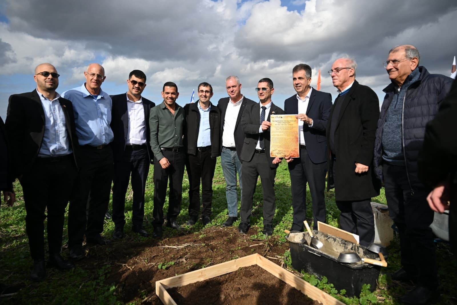 הנחת אבן הפינה בפרויקט נוילנד. צילום: דוברות עיריית נשר