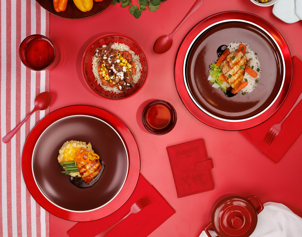 The chicken dishes in barbecue sauce, beef strips and hoisin-style chicken. Photo: American Airlines