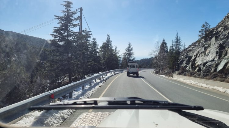 Snow piles up on the sides of the roads. Troodos Mountains, Cyprus. Photo: Sapir Peretz