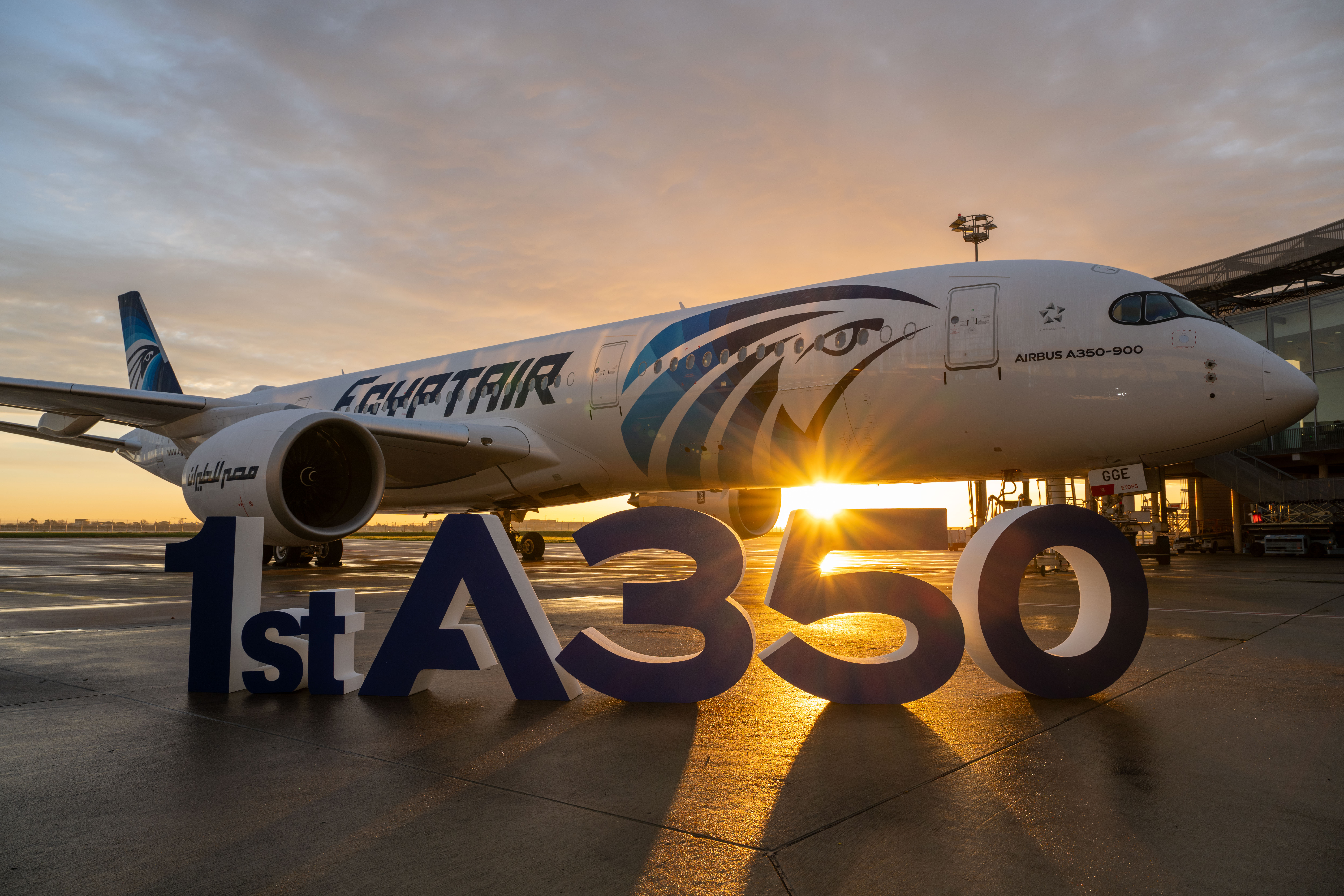 מטוס האיירבוס A350‑900 הראשון של EGYPTAIR. צילום: Airbus