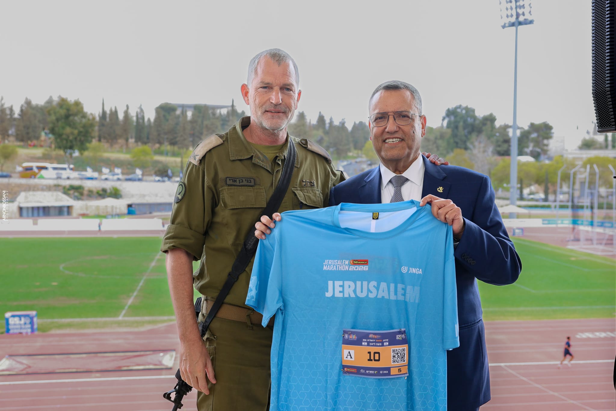 אירוע השקת מרתון ירושלים - משה ליאון ובני בן ארי. צילום: ארנון בוסאני 